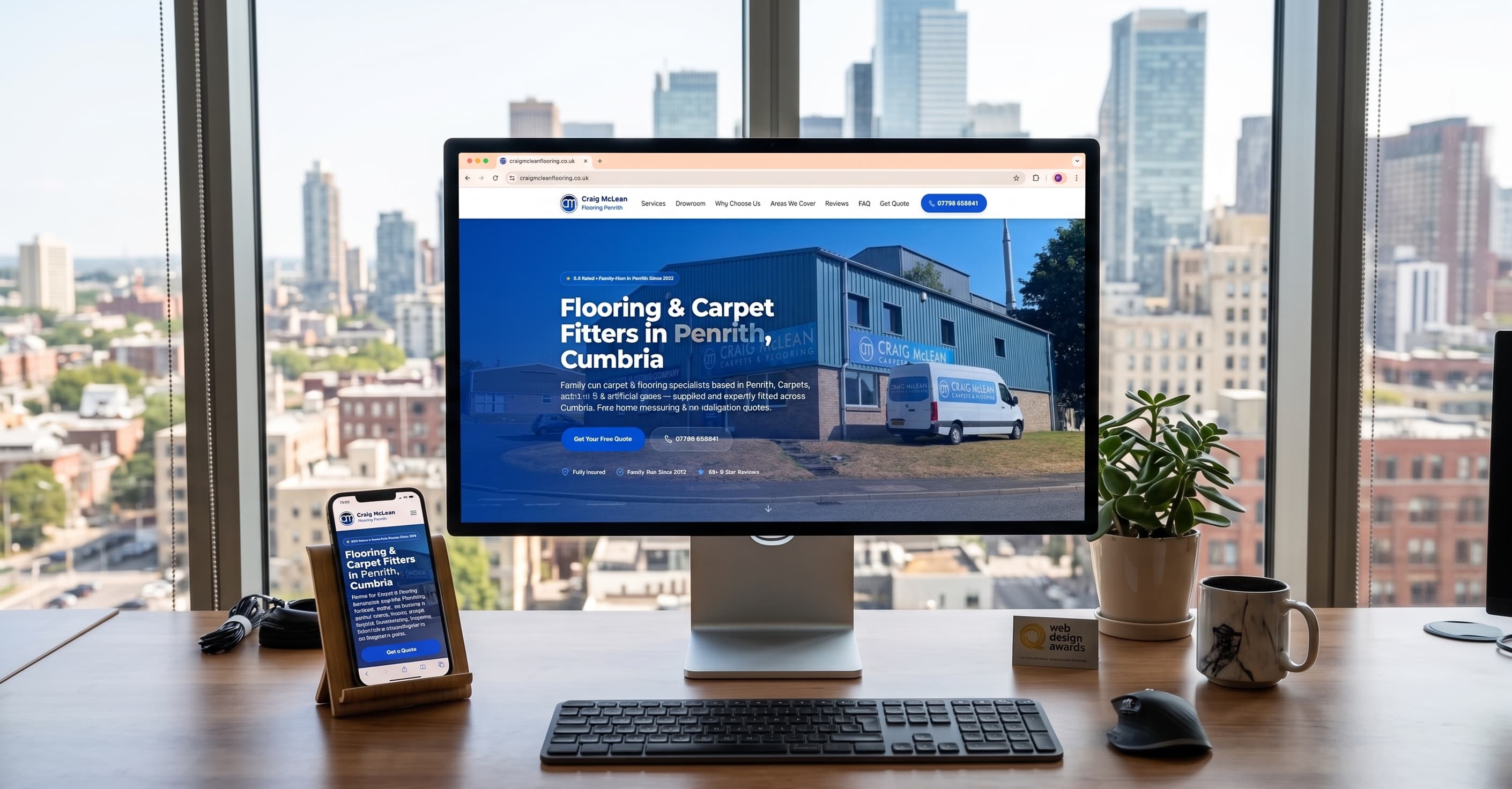 Craig McLean Flooring website on desktop and mobile, built by Cascade Digital