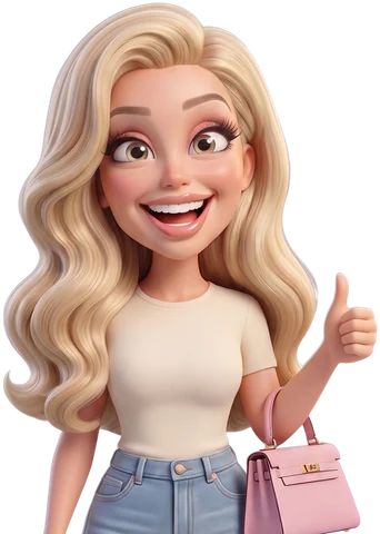 Cartoon of Jorja giving two thumbs up with a big smile