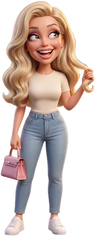 Cartoon of Jorja smiling and twirling her hair
